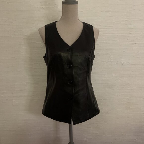 Danier Black Leather Vest, Made in Canada - Picture 1 of 5